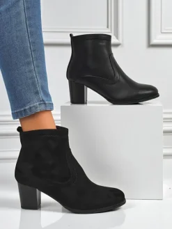 Botki Z Delikatnym Ociepleniem|Botki Na Słupku^Royalfashion Botki damskie eko zamszowe na obcasie Crimson Echo