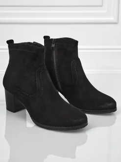 Botki Z Delikatnym Ociepleniem|Botki Na Słupku^Royalfashion Botki damskie eko zamszowe na obcasie Crimson Echo