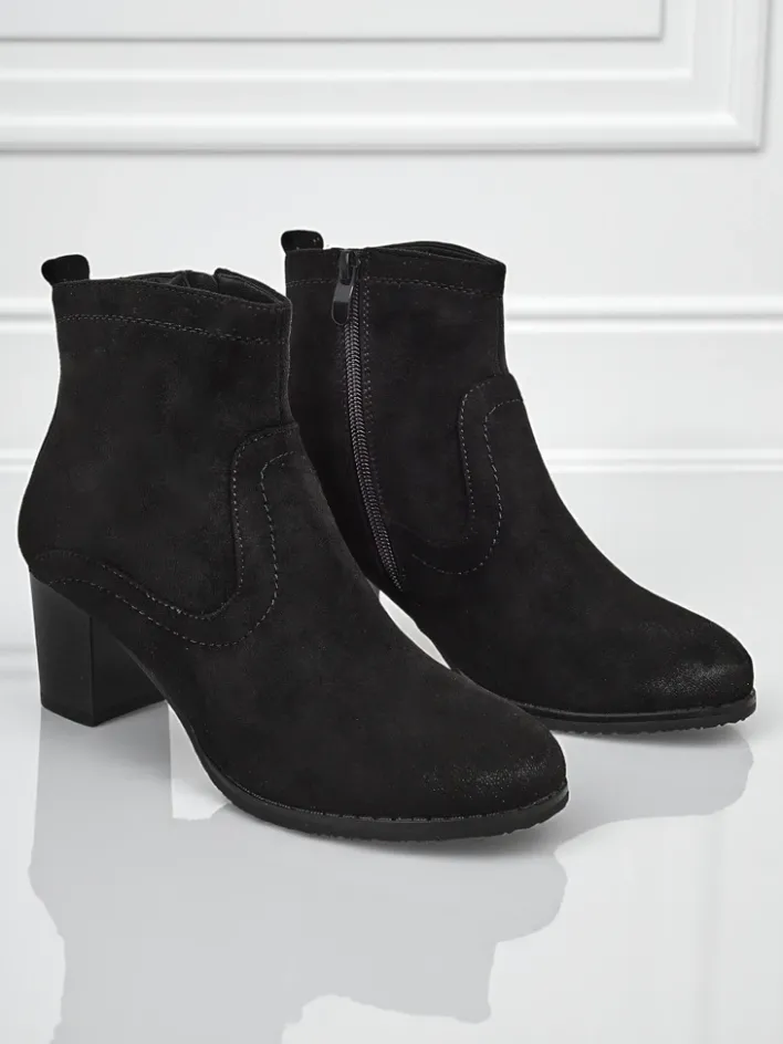 Botki Z Delikatnym Ociepleniem|Botki Na Słupku^Royalfashion Botki damskie eko zamszowe na obcasie Crimson Echo