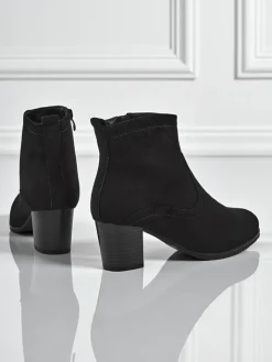 Botki Z Delikatnym Ociepleniem|Botki Na Słupku^Royalfashion Botki damskie eko zamszowe na obcasie Crimson Echo