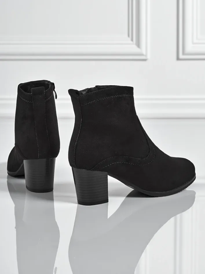 Botki Z Delikatnym Ociepleniem|Botki Na Słupku^Royalfashion Botki damskie eko zamszowe na obcasie Crimson Echo