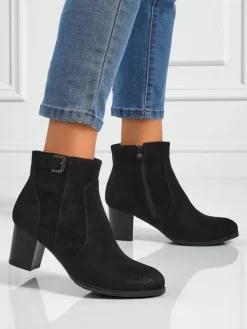 Botki Na Słupku|Nowość^Royalfashion Botki damskie eko zamszowe na obcasie Crimson Dusk