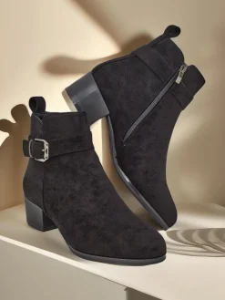 Botki Z Delikatnym Ociepleniem|Botki Na Płaskim Obcasie^Royalfashion Botki Elegante Nero z Ekoskóry czarny