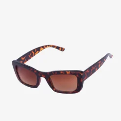 Okulary Przeciwsłoneczne^Royalfashion Brązowe damskie wąskie okulary przeciwsłoneczne w panterkę - Akcesoria Ciemnobrązowy