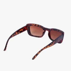 Okulary Przeciwsłoneczne^Royalfashion Brązowe damskie wąskie okulary przeciwsłoneczne w panterkę - Akcesoria Ciemnobrązowy