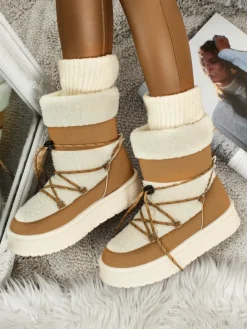 Śniegowce|Botki Na Platformie^Royalfashion Buty a'la śniegowce damskie Quill Haven Camel