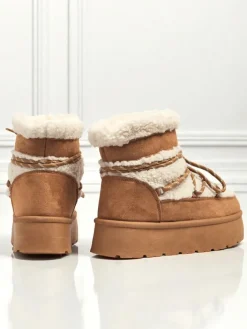 Śniegowce|Botki Na Platformie^Royalfashion Buty a'la śniegowce damskie Danira Camel