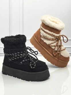 Śniegowce|Botki Na Platformie^Royalfashion Buty a'la śniegowce damskie Danira Camel