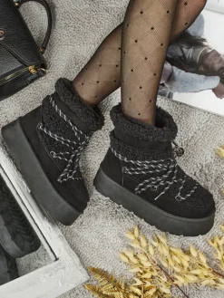 Śniegowce|Botki Na Platformie^Royalfashion Buty a'la śniegowce damskie Danira czarny