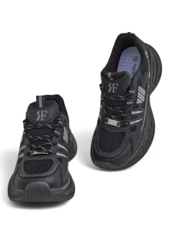 Ugc|Sneakersy^Royalfashion Buty sportowe damskie Hypatia czarne na płaskim obcasie 5 cm czarny