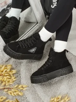 Botki Z Grubym Ociepleniem|Botki Na Platformie^Royalfashion Calzature Fashi Mykonos czarny