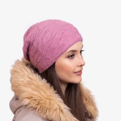Czapki I Kapelusze^Royalfashion Ciemnoróżowa ciepła damska dwuwarstwowa czapka - Akcesoria ciemnoróżowy
