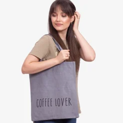 Materiałowe^Royalfashion Ciemnoszara materiałowa torba z napisem - Akcesoria