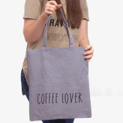 Materiałowe^Royalfashion Ciemnoszara materiałowa torba z napisem - Akcesoria