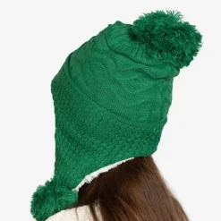 Czapki I Kapelusze^Royalfashion Ciemnozielona damska ocieplana czapka z pomponami - Akcesoria zielony