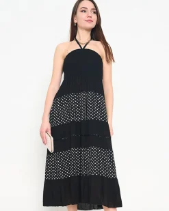 Sukienki Letnie|Sukienki Krótkie^Royalfashion Czarna sukienka w groszki PLUS SIZE - Odzież czarny