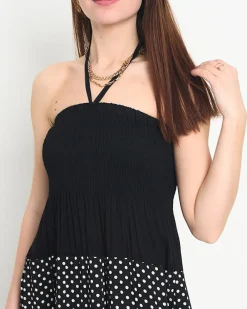 Sukienki Letnie|Sukienki Krótkie^Royalfashion Czarna sukienka w groszki PLUS SIZE - Odzież czarny