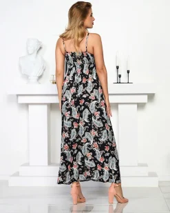 Sukienki Letnie|Sukienki Długie^Royalfashion Czarna zwiewna damska sukienka maxi - Odzież czarny