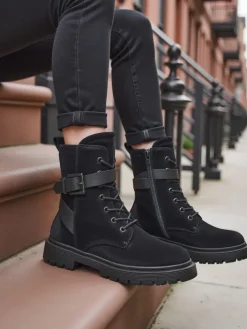 Workery|Botki Z Delikatnym Ociepleniem^Royalfashion Czarne damskie botki typu workery Miros