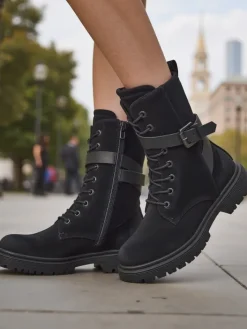 Workery|Botki Z Delikatnym Ociepleniem^Royalfashion Czarne damskie botki typu workery Miros