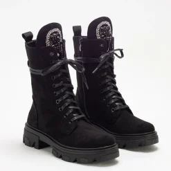 Workery|Botki Z Delikatnym Ociepleniem^Royalfashion Czarne damskie botki workery eko-zamsz Moxo - Obuwie czarny