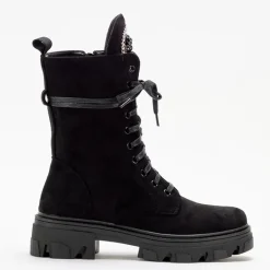 Workery|Botki Z Delikatnym Ociepleniem^Royalfashion Czarne damskie botki workery eko-zamsz Moxo - Obuwie czarny