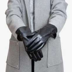 Rękawiczki^Royalfashion Czarne klasyczne damskie eko-skórzane rękawiczki - Akcesoria