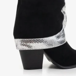 Kozaki Bez Ocieplenia|Kozaki Do Połowy Łydki^Royalfashion Czarne kozaki z ozdobną wywijaną cholewką Acilip - Obuwie czarny