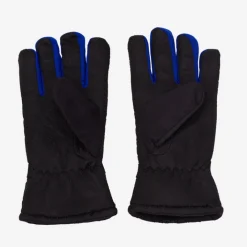 Rękawiczki^Royalfashion Czarne męskie ocieplane rękawice z napisami i mi wstawkami - Akcesoria kobaltowy