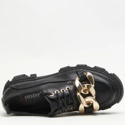 Półbuty^Royalfashion Czarne półbuty na płaskim obcasie Eqoia - Obuwie czarny