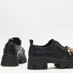 Półbuty^Royalfashion Czarne półbuty na płaskim obcasie Eqoia - Obuwie czarny