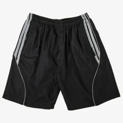 Spodnie^Royalfashion Czarne spodenki męskie z szarymi lampasami - Odzież grafit