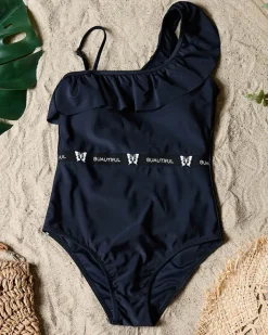 Stroje Kąpielowe^Royalfashion jednoczęściowy kostium kąpielowy damski z falbanką - Bielizna czarny