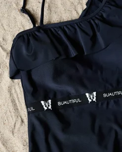 Stroje Kąpielowe^Royalfashion jednoczęściowy kostium kąpielowy damski z falbanką - Bielizna czarny