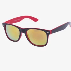 Okulary Przeciwsłoneczne^Royalfashion Czerwone damskie okulary przeciwsłoneczne z holograficzno - lustrzanym wykończeniem - Akcesoria czerwony