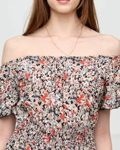 Sukienki Długie^Royalfashion Damska czarna wzorzysta sukienka maxi- Odzież czarny