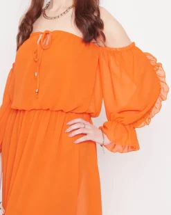 Sukienki Letnie|Sukienki Długie^Royalfashion Damska pomarańczowa sukienka maxi hiszpanka - Odzież pomarańczowy