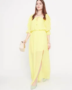 Sukienki Letnie|Sukienki Długie^Royalfashion Damska żółta sukienka maxi hiszpanka - Odzież żółty