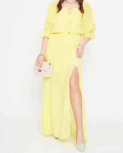 Sukienki Letnie|Sukienki Długie^Royalfashion Damska żółta sukienka maxi hiszpanka - Odzież żółty