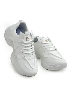 Ugc|Sneakersy^Royalfashion Damskie białe sneakersy Arete z eko skóry, płaski obcas, wiosenna kolekcja biały