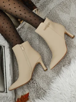 Botki Z Delikatnym Ociepleniem|Nowość^Royalfashion Damskie botki na szpilce Meloria beżowy