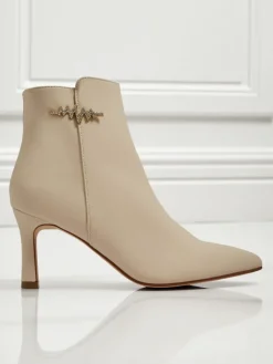 Botki Z Delikatnym Ociepleniem|Nowość^Royalfashion Damskie botki na szpilce Meloria beżowy