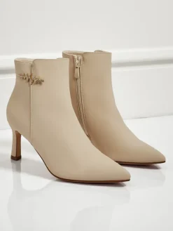 Botki Z Delikatnym Ociepleniem|Nowość^Royalfashion Damskie botki na szpilce Meloria beżowy