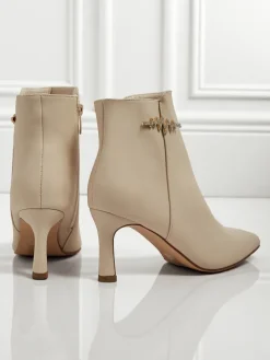 Botki Z Delikatnym Ociepleniem|Nowość^Royalfashion Damskie botki na szpilce Meloria beżowy