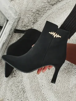 Botki Z Delikatnym Ociepleniem|Botki Na Szpilce^Royalfashion Damskie botki na szpilce Meloria czarny