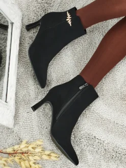 Botki Z Delikatnym Ociepleniem|Botki Na Szpilce^Royalfashion Damskie botki na szpilce Meloria czarny