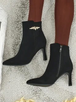 Botki Z Delikatnym Ociepleniem|Botki Na Szpilce^Royalfashion Damskie botki na szpilce Meloria czarny