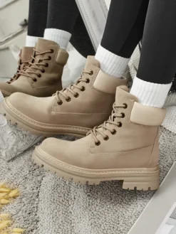 Trapery|Botki Bez Ocieplenia^Royalfashion Damskie botki trapery Avienne beżowy