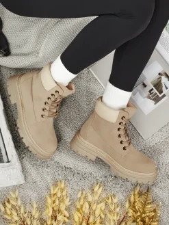 Trapery|Botki Bez Ocieplenia^Royalfashion Damskie botki trapery Avienne beżowy