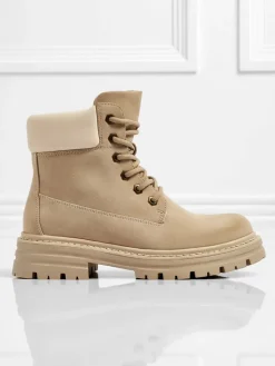 Trapery|Botki Bez Ocieplenia^Royalfashion Damskie botki trapery Avienne beżowy